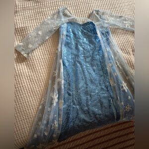Pre-loved Elsa Frozen Costume 4T - Blue Sequin Dress Sheer Snowflake Overlay